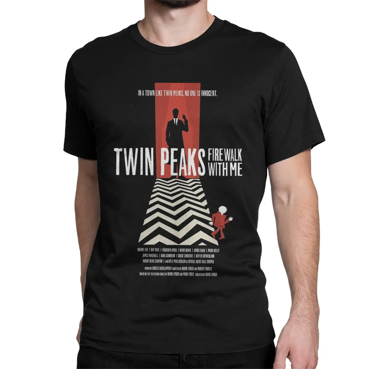 Camisetas con póster de David Lynch para hombres y mujeres, camisas de algodón puro con cuello redondo, Twin Peaks, serie de TV, camiseta de manga