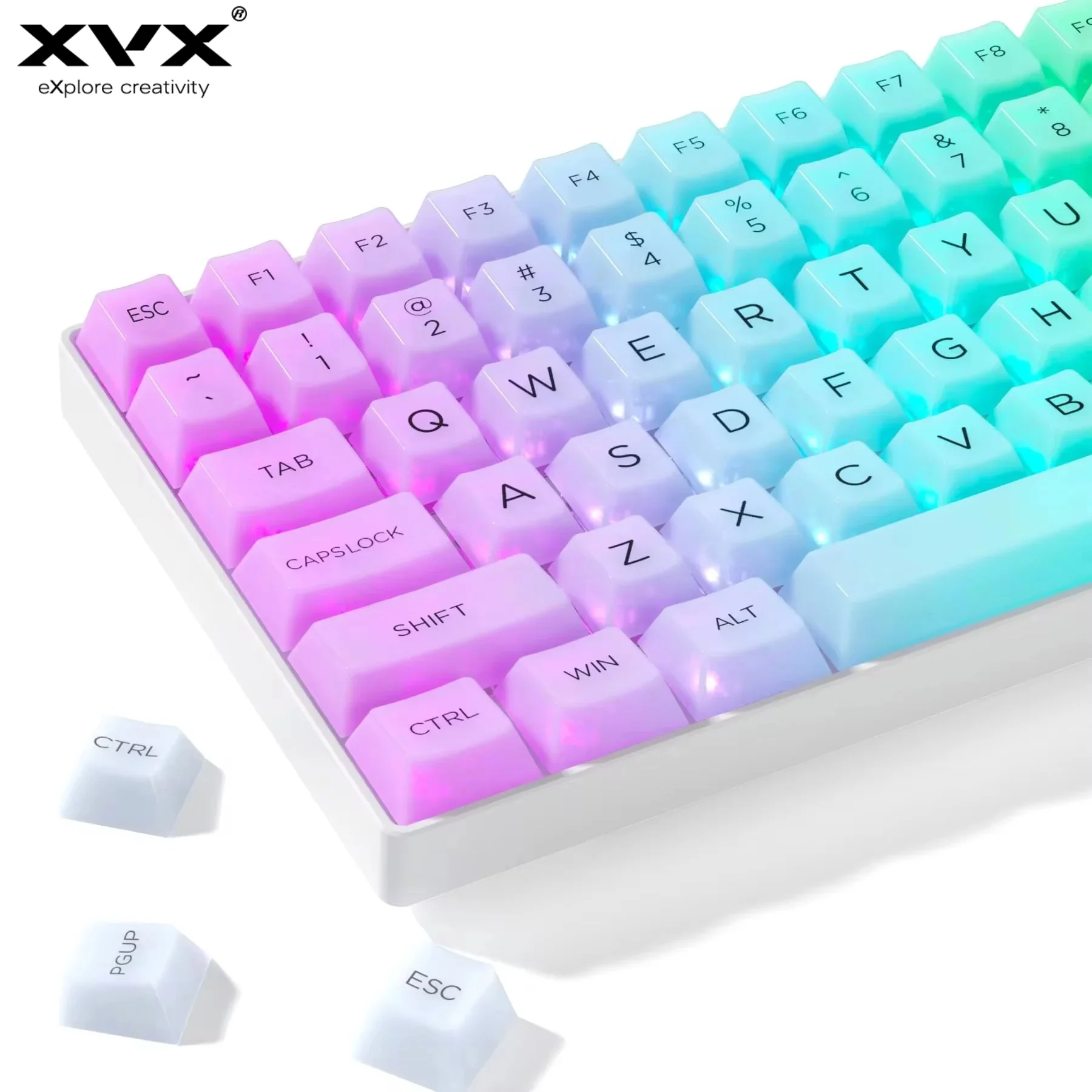 XVX Frost Translucent Keycaps Cherry Profile Keycap Full Set  Double-shot PC Plastic Keycaps for Mechanical Keyboard 141 Keys