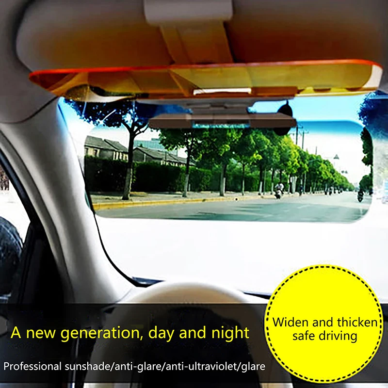 2 In 1 Car Sun Visor Polarized Sunshade Plate Clear Vision Anti-dazzle Car Day-night Mirror Adjustable Windshield