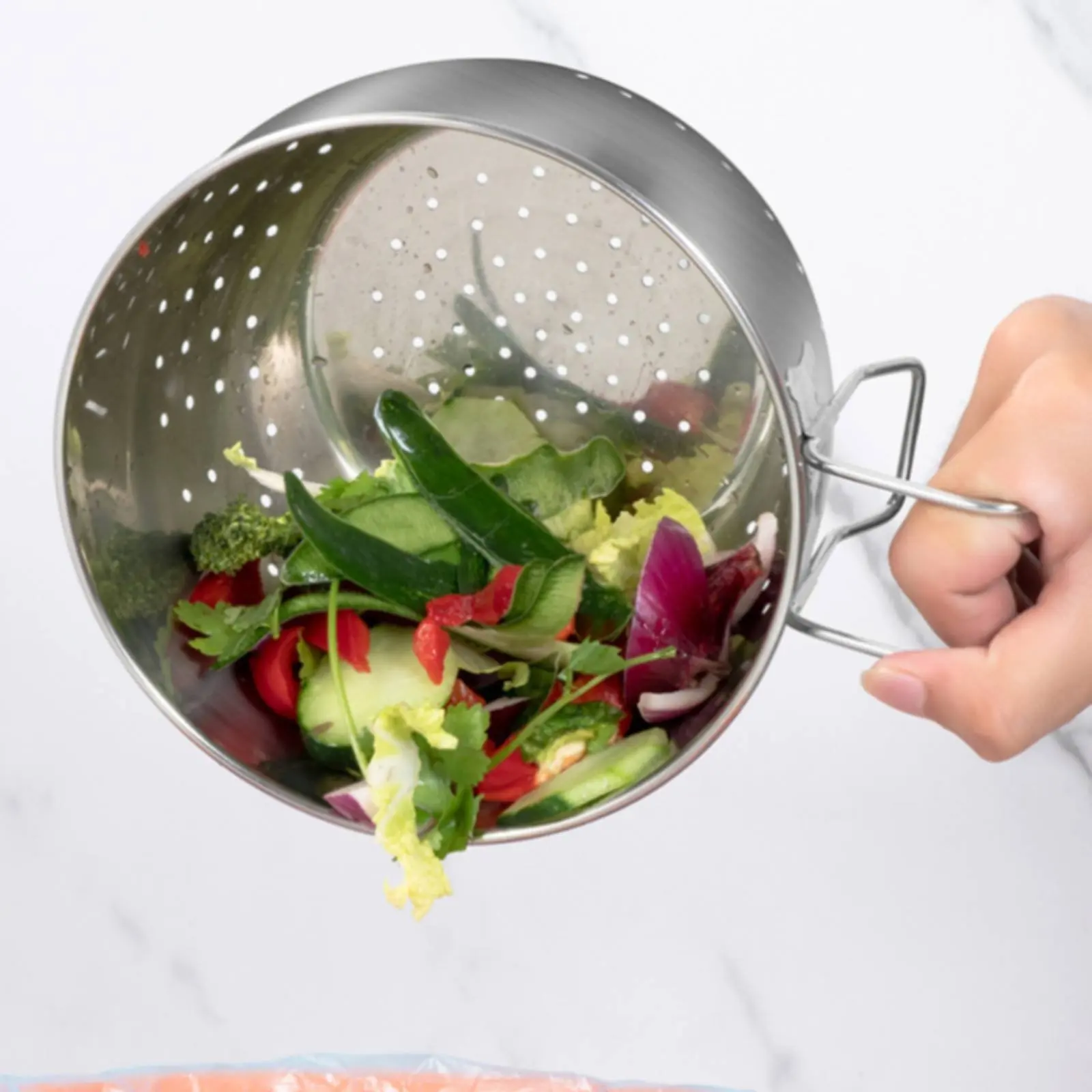 Kitchen Sink Food Waste Strainer Easy to Clean Stainless Steel Sink Colander Prevents Clogging Versatile