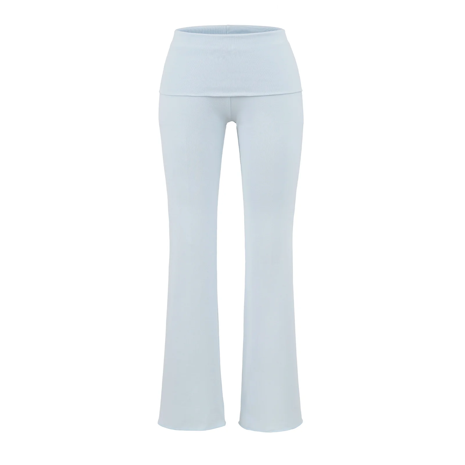 منخفضة الخصر سحابة السراويل النسائية محبوك ثني الطبقات التخسيس بناطيل كاجوال عالية المرونة الشارع Sle لون نقي متوهج الساقين #4