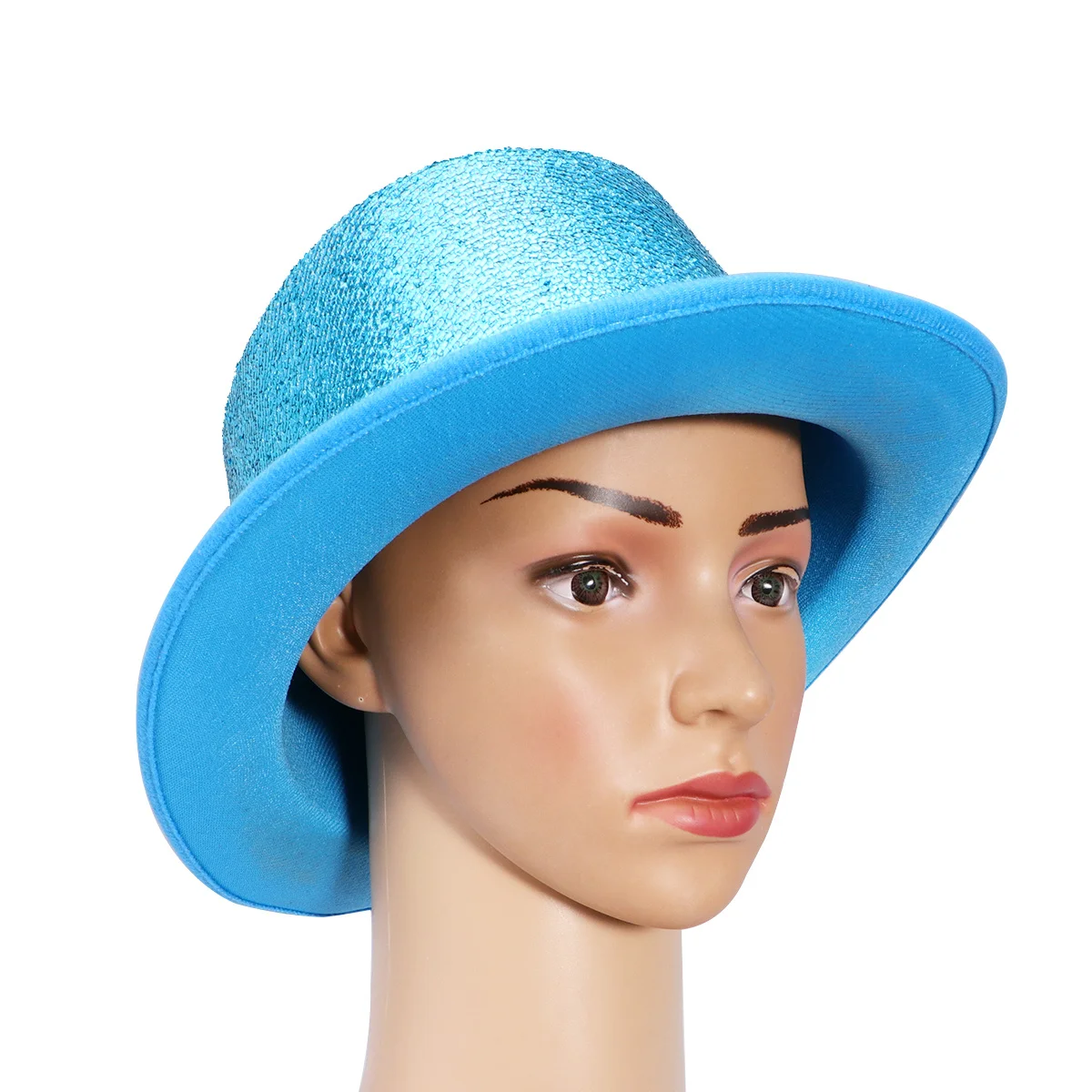 

Blue Glitter Top Hat Premium Sparkly Party Cosplay Magician Performance Hat Shiny Sequin Adult Party Cap Festival Supplies