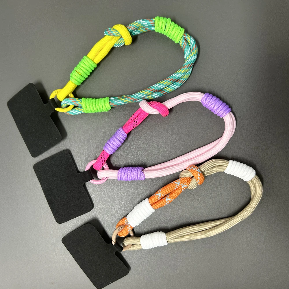 Pulsera de mano antipérdida portátil con nudo lindo para teléfono móvil, cadena de cuerda colorida coreana para iPhone 15, 14, 13, 11 Pro Max, Xiaomi