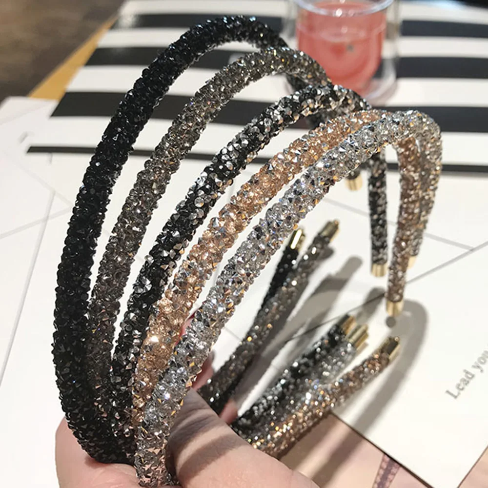Kobiety Korea Shinny Crystal Rhinestone Nakrycie głowy Opaska na głowę Opaska na głowę Koraliki Bezel