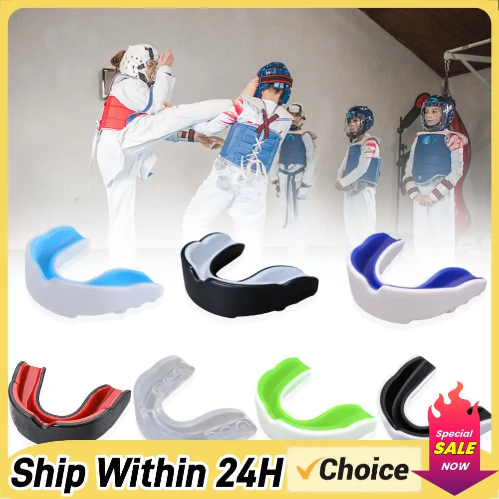 Kids Boxing Gum Shield with Storage Case Mouth Protector Double Colored Sports Mouth Guard for Boxing MMA Kickboxing Muay Thai