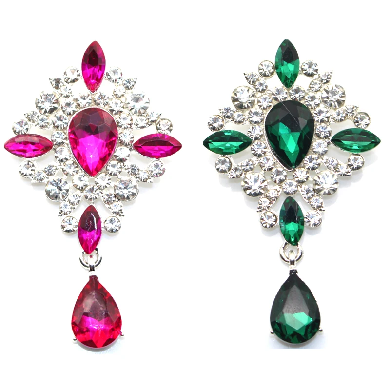 New 5PCS63 * 36MM alloy square water drop pendant brooch full of diamonds for women\'s clothing accessories