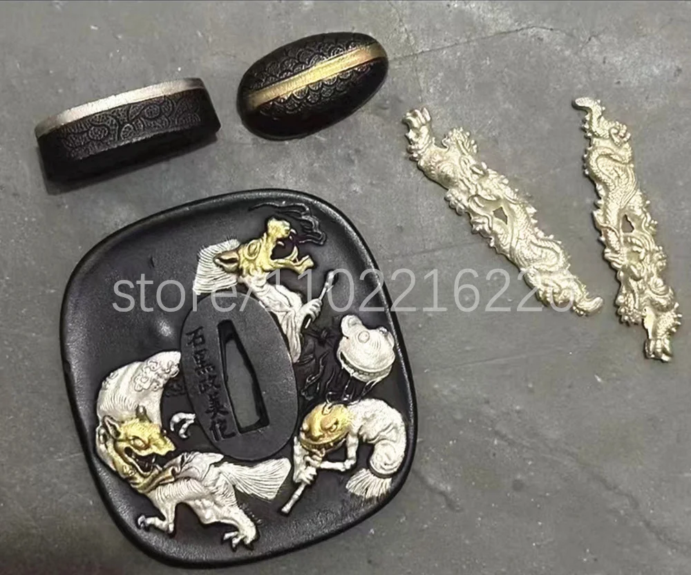 Very Unique Japan Katana Parts Copper Tsuba Brass Handguard Guard Fuchi Kashira Menuki For Japanese Samurai Sword Fittings