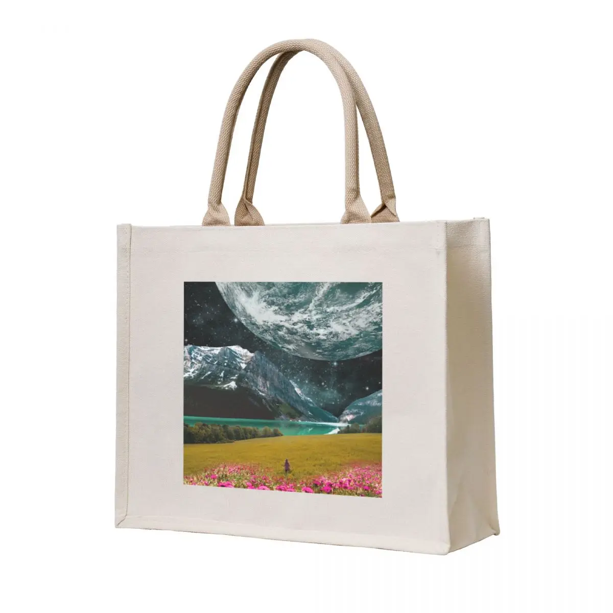 

Flowers and Lake Tote Bag canvas shopping bag sac pour femme tote bags aesthetic