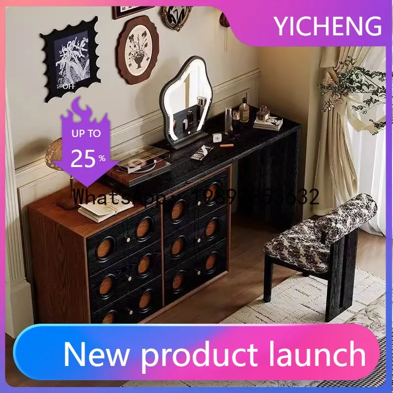 Hys medieval style vanity table - expandable bedroom bedside chest of drawers - corner vanity for small spaces
