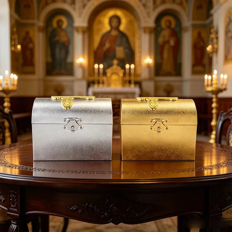 Gold Silver Treasure Chest Box Orthodox Catholic Altar Reliquary Church Liturgical Storage Relic Byzantine Christian Gift view 4