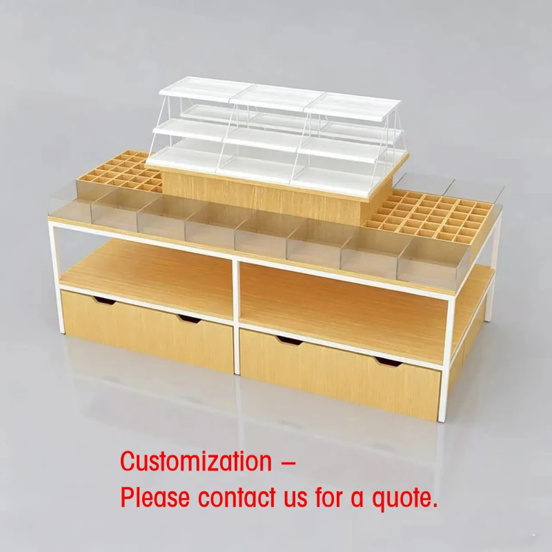 custom.Multi-Tier Retail Island Display Table Cosmetics  Stationery