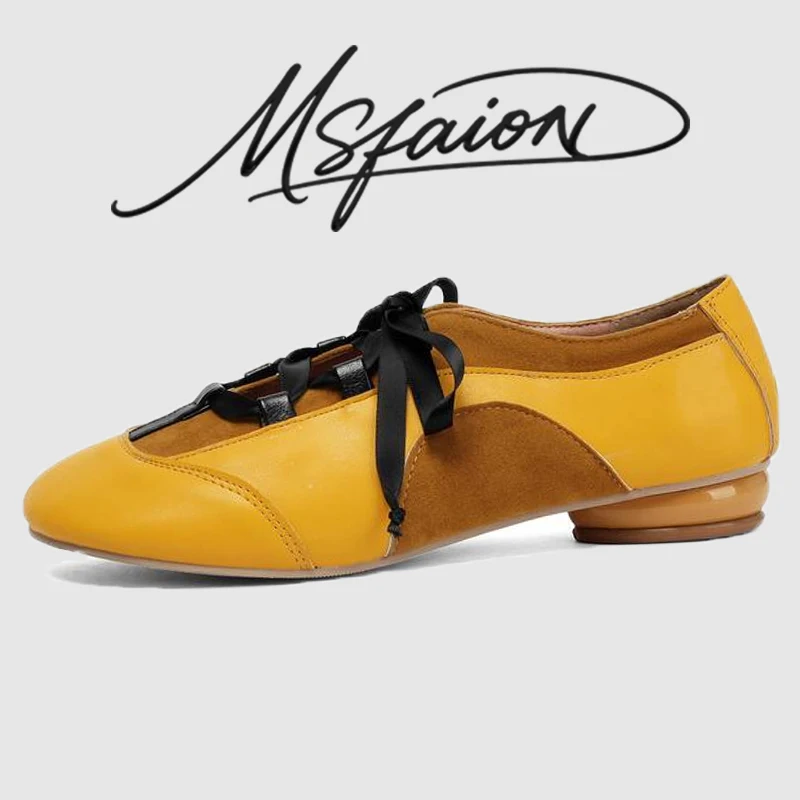 

2026 Women‘s Lace-Up Comfort Flats Shoes Round Toe2cm Low Heel Soft PU Upper + Breathable PU Lining, Non-Slip Rubber Sole Casual