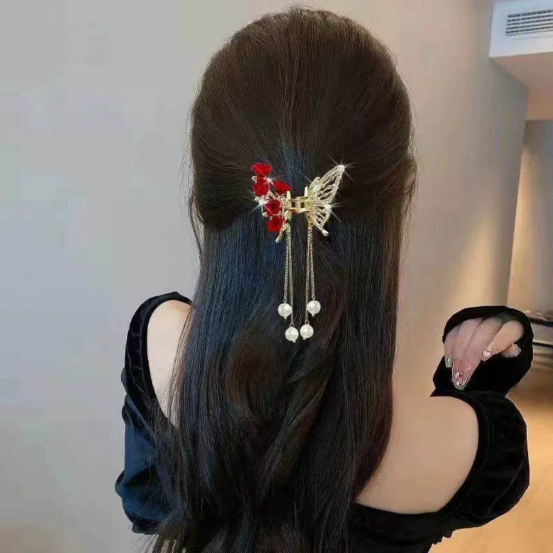 

Women Girls Casual Alloy Butterfly Tassels Flower Small Hair Clip Female Hairpins Hair Claw 2025 New Headwear Accessories