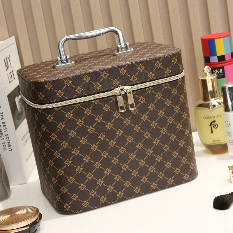 

Portable Large Capaci Women's eup Bag New 2025 High-End Cosmetic Storage Box with Mirror Portable Beau Pouch Organizer