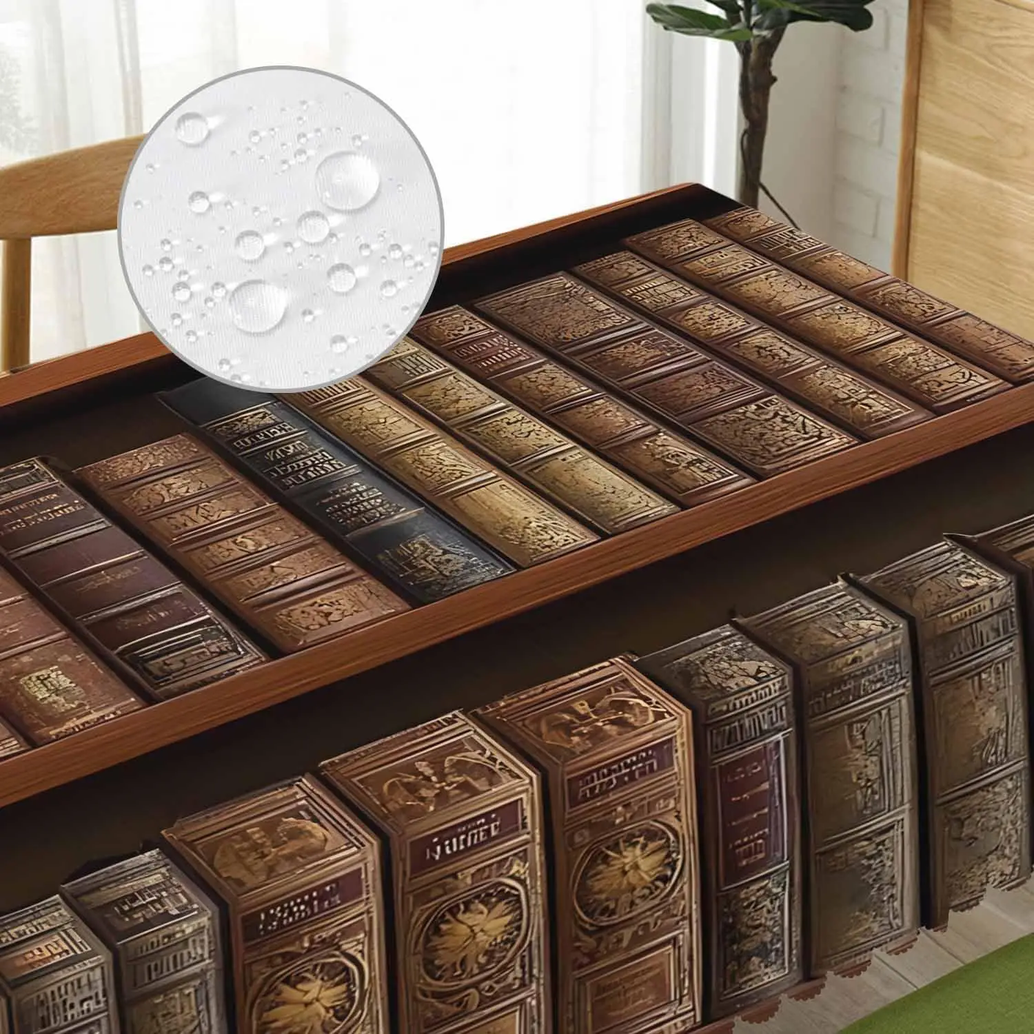 Elegant Book Spine Desk Organizer Mat Luxury Home Decor Tablecloth Writing Desk Accessory for Classic Style Interior