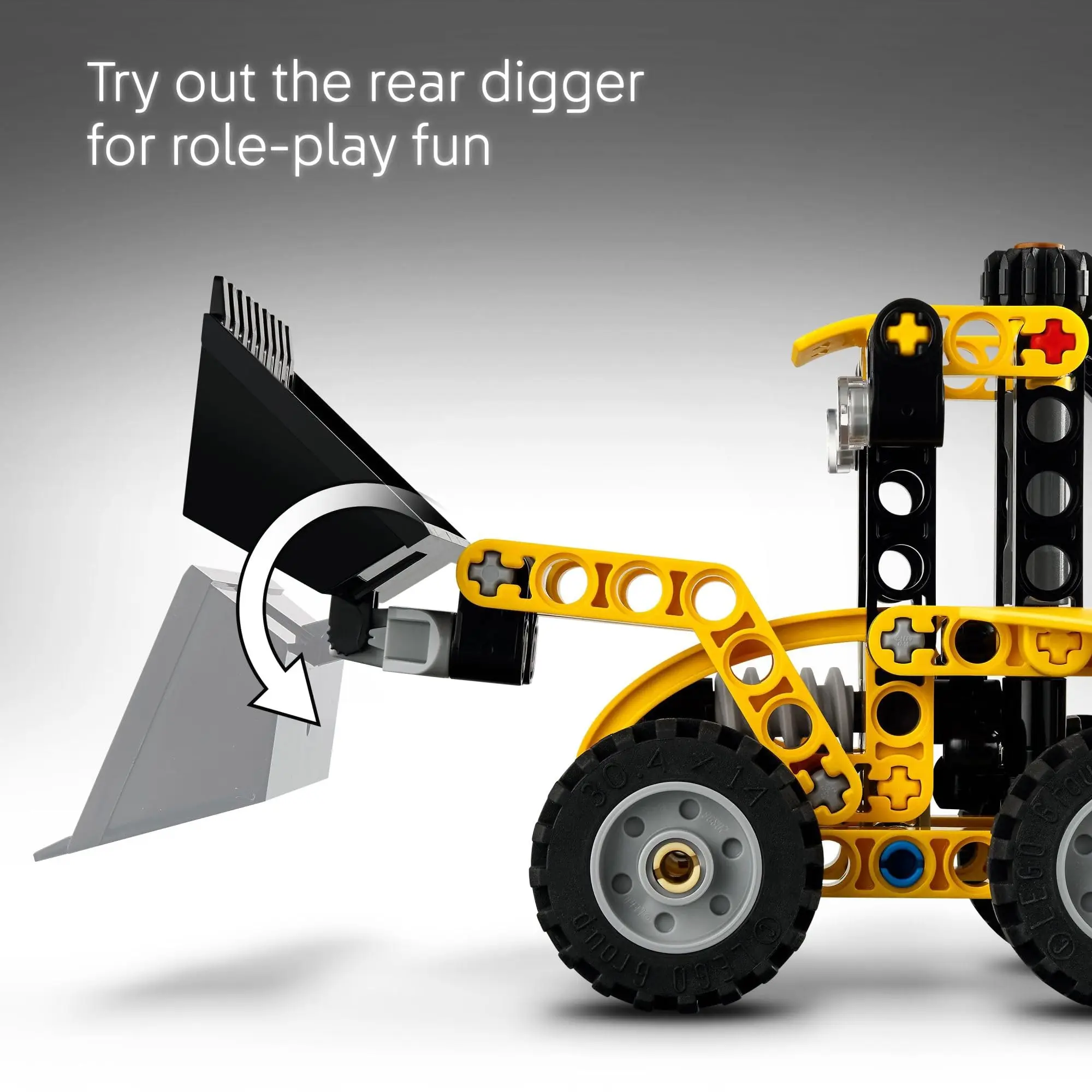 LEGO Technic Retroescavadeira Conjunto de brinquedos de construção de brinquedos para escavadeira, colher e estabilizadores utilizáveis 42197 104 peças