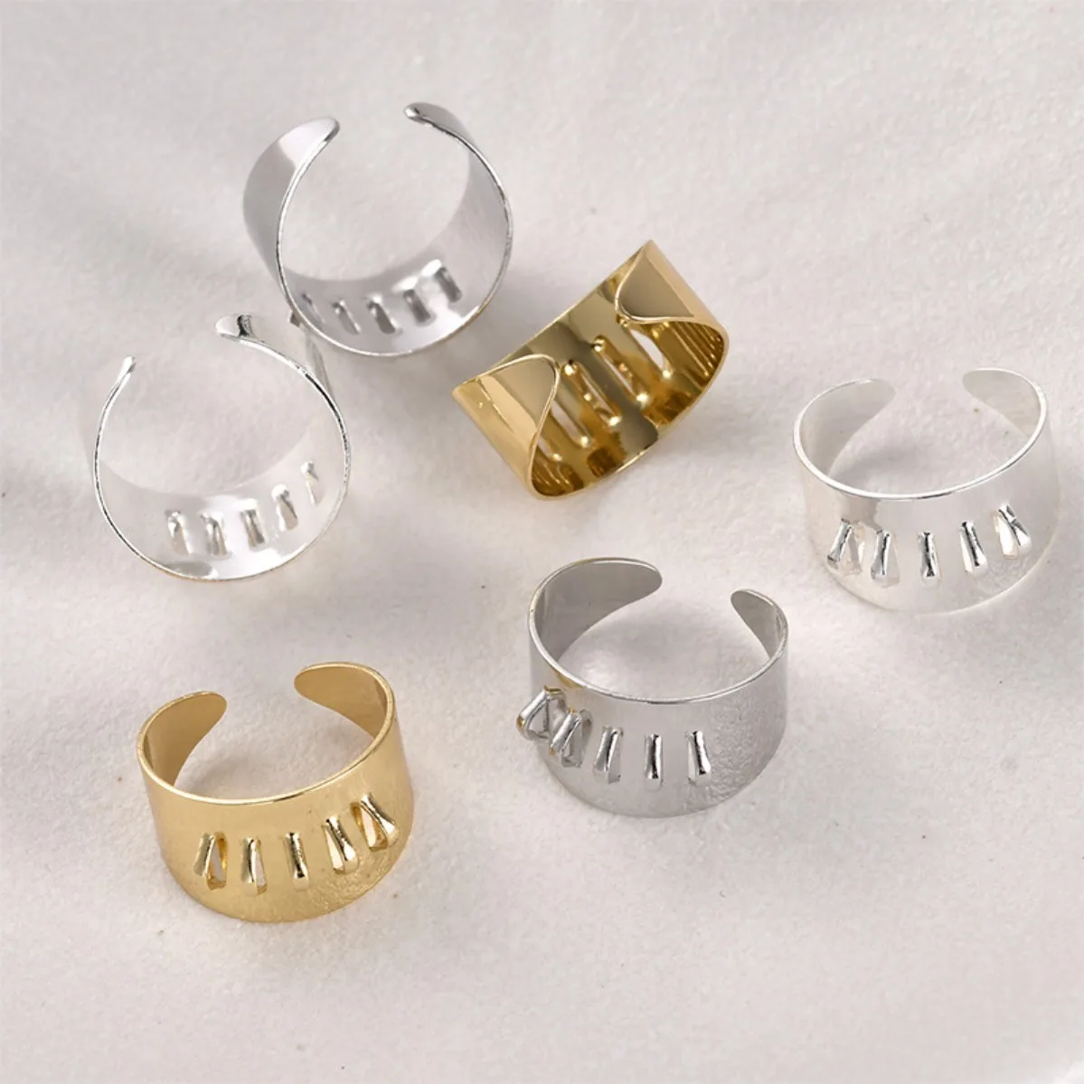 Brass Gold Plated Color Retentive Vintage Hangable Open Ring Blank DIY Handmade Ring Jewelry Making Supplies