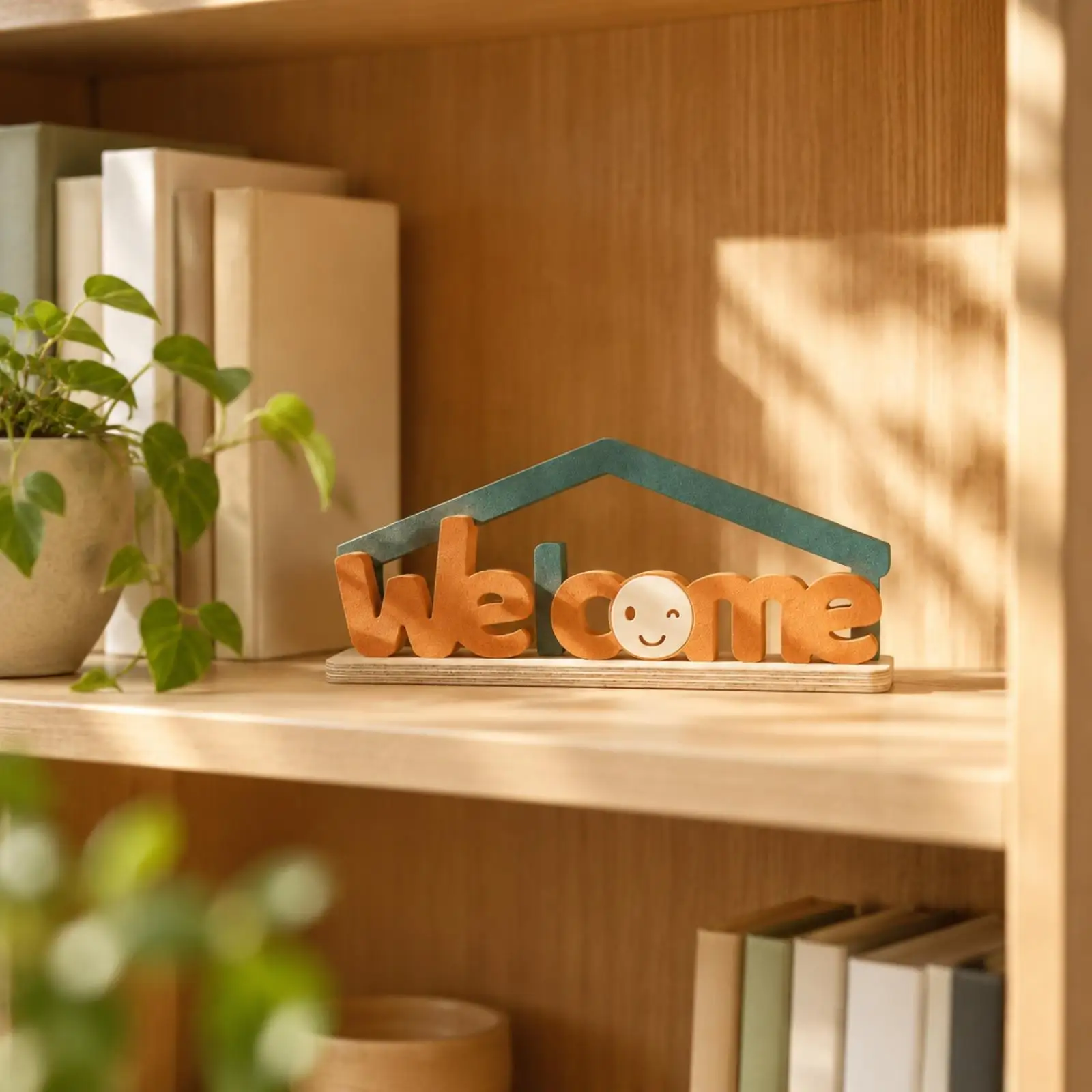 Wooden Desktop Welcome Sign Decorative Rustic Wood Table Sign Freestanding Welcome Plaque Versatile Decoration Cheerful