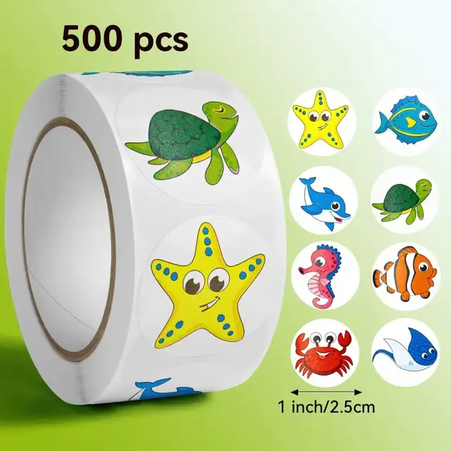 500 sztuk Cute Cartoon ryby morskie naklejki dla dzieci dzieci etykieta nagrody zachęta Scrapbooking dekoracje naklejki papiernicze