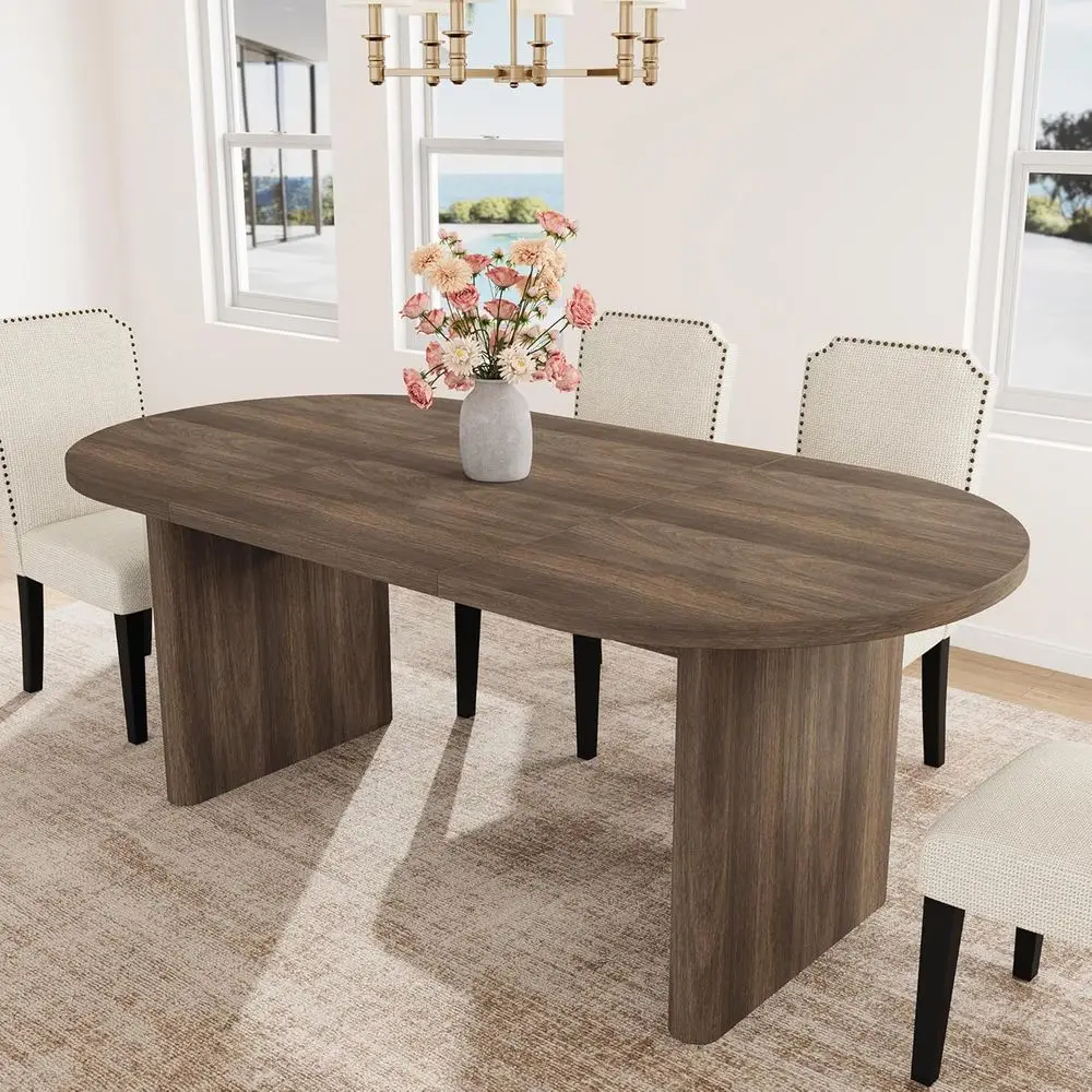 

63 Oval Dining Set with Upholstered Chairs & Sturdy Wooden Base
