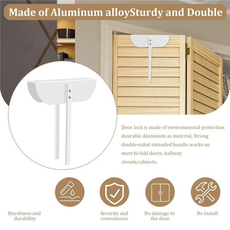 【Berserkk】2X Metal Bifold Door Lock, Bi-Fold Door Lock Installation-Free, Lock For Bifold Closet Doors Security