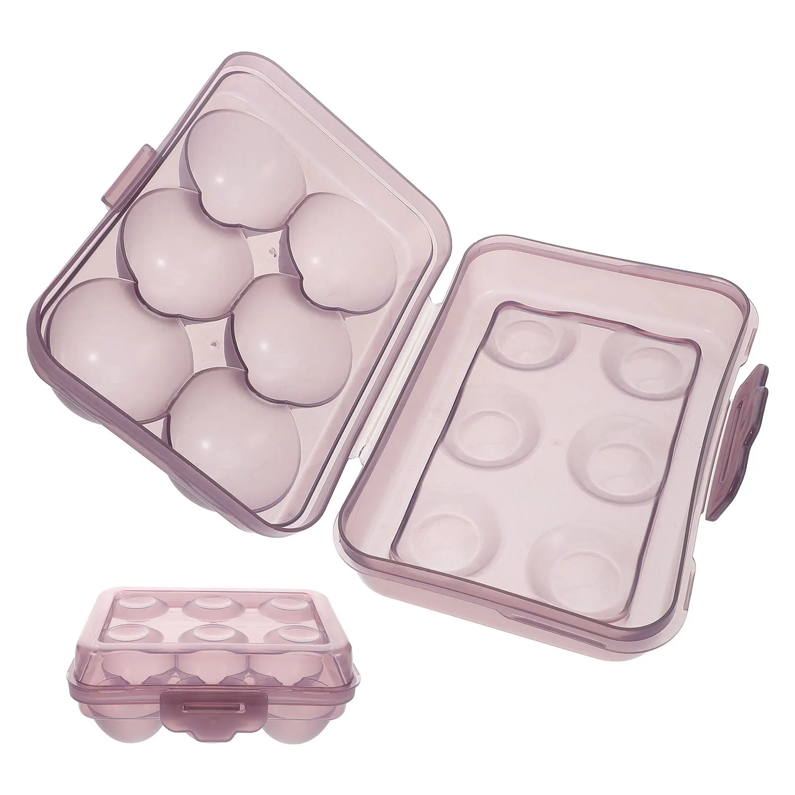 

6-Slot Purple Egg Storage Box Transparent Container For Fridge Portable Anti-Breakage Camping Holder Shockproof Outdoor Travel