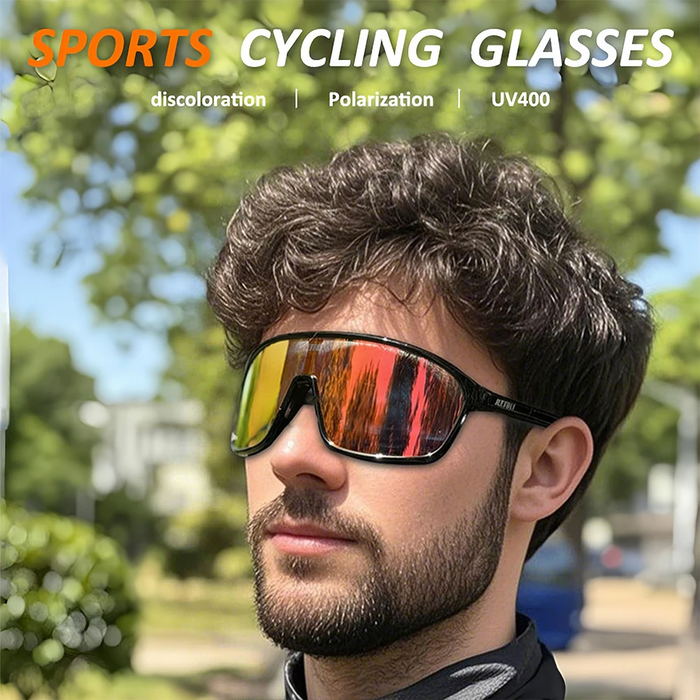 

Фотохромные поляризационные солнцезащитные очки унисекс для велоспорта с защитой UV400, легкие, с футляром и плавающим ремешком