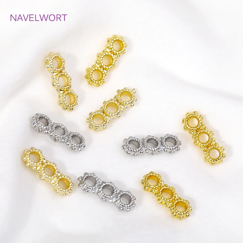 18K Gold Plated 3 Hole Snowflake Shape Separators Multistrand Spacer Bar Connector For Beadwork Jewelry Making DIY Accessories