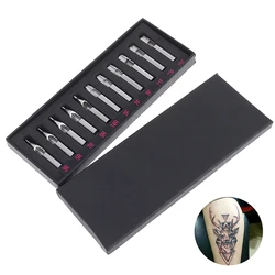 11 Pcs Stainless Steel Tattoo Tips Set Mixed RT FT DT Round Flat Metal Assorted Types Tattoo Tip Tube for Tattoo Machine