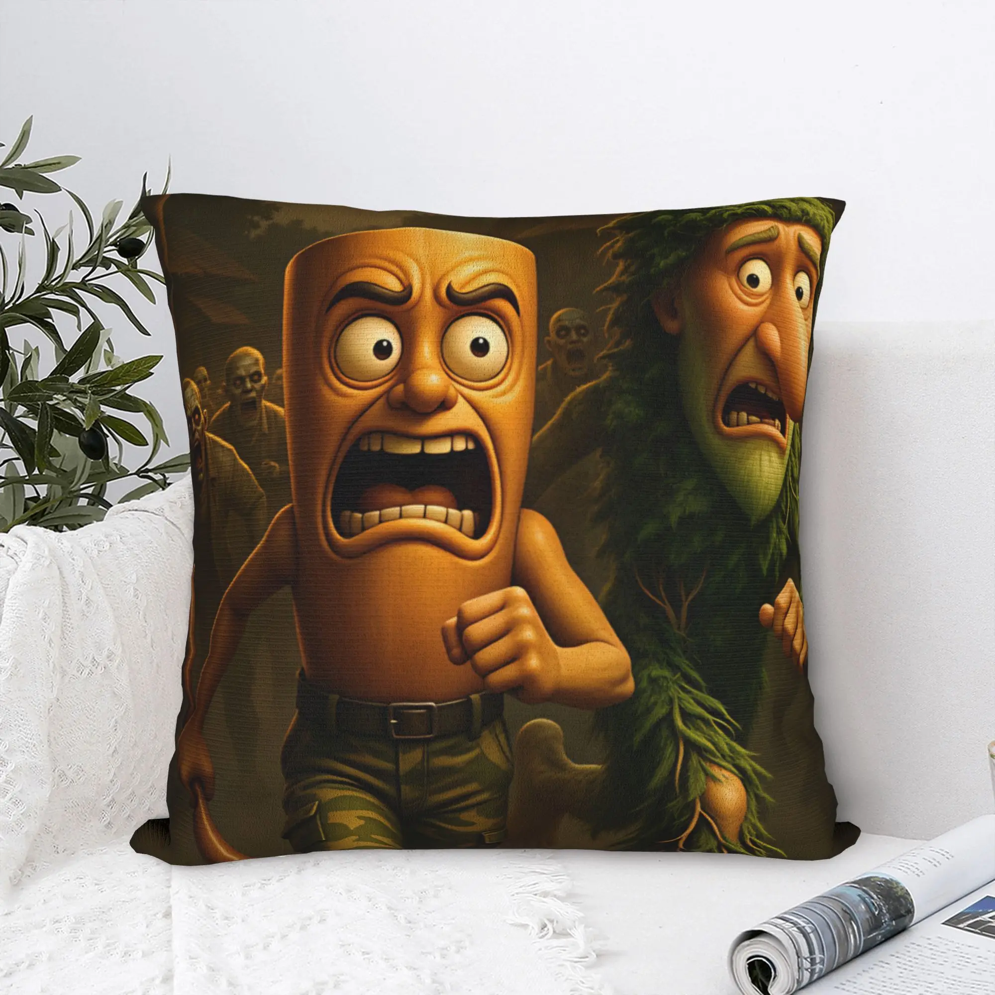 Tung Tung Sahur Zombie Escape Run Horror Pillow Case  Soft Pillow Cover Fashion Pillowcases For Sofa Car Home Decor