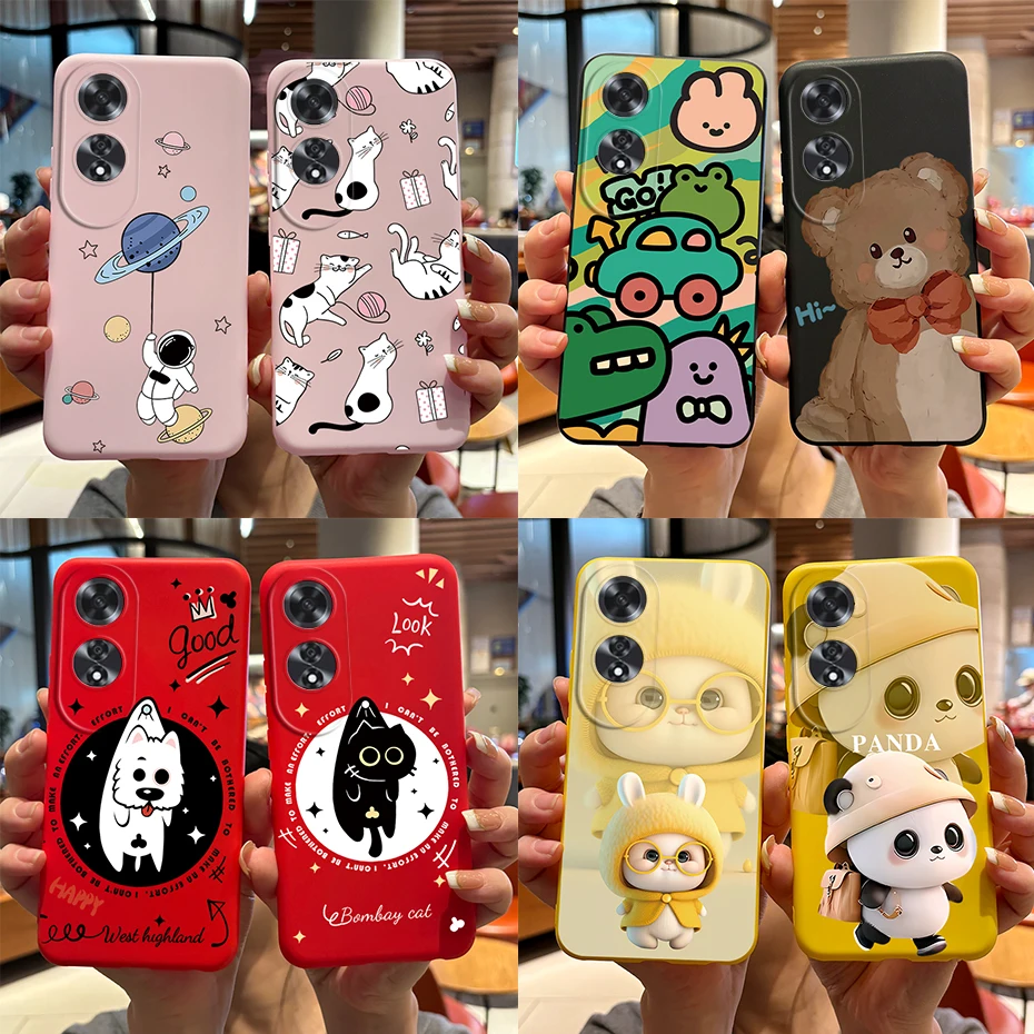 For Oppo A60 Case CPH2631 Cute Rabbit Panda Soft Silicone Back Cover for Oppo A60 OppoA60 A 60 4G Phone Case Protector TPU Funda