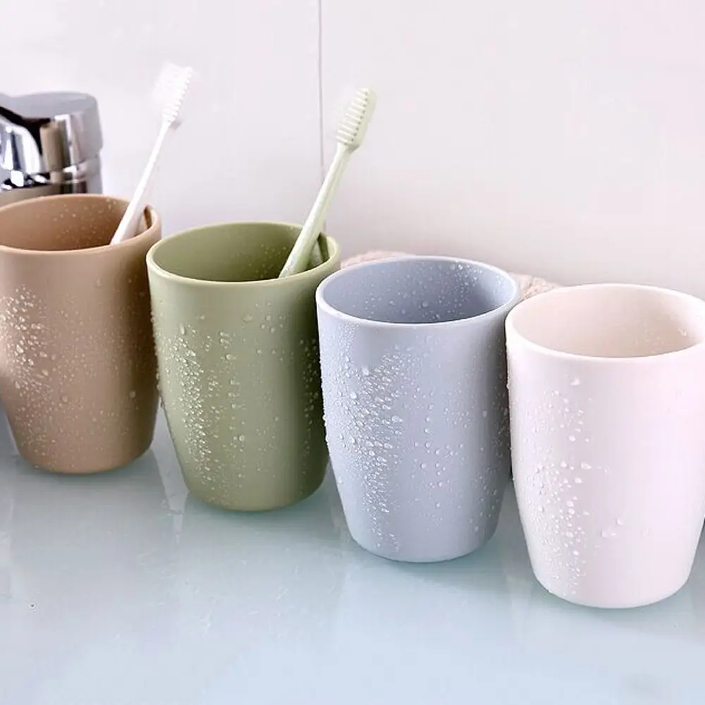 White Minimalist And Fashionable Plain Colored Mouthwash Cup Toothbrush Cup Plastic Washing Brush Cup Set Cup Mug