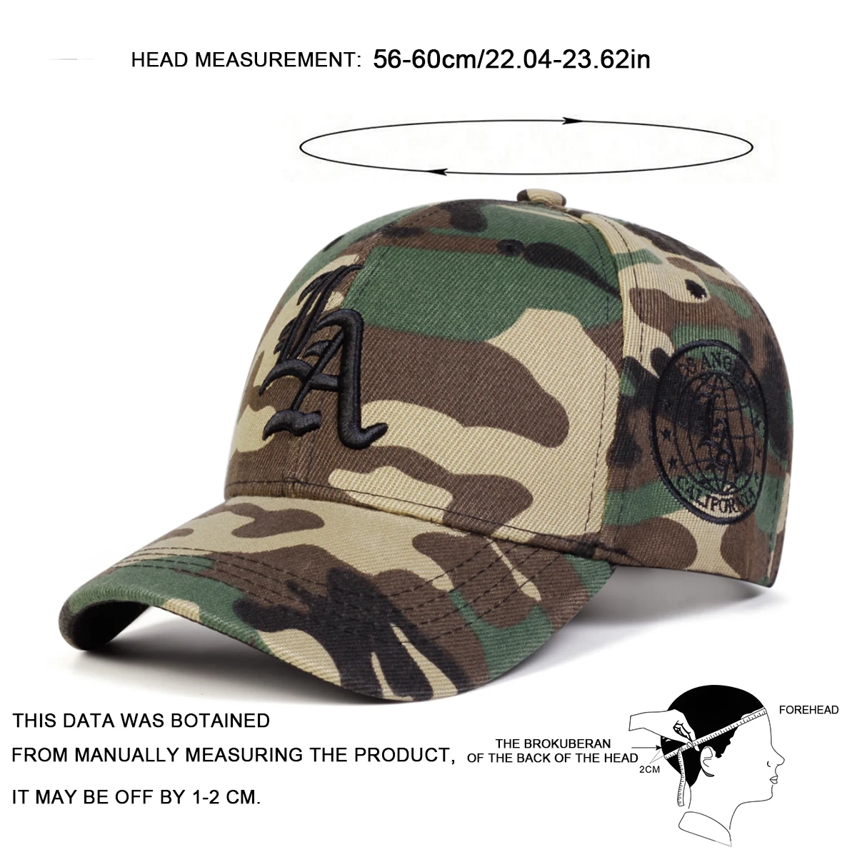 للجنسين القوطية LA التطريز التمويه قبعات البيسبول ربيع الخريف في الهواء الطلق قابل للتعديل قبعات عادية واقية من الشمس قبعة قبعة رياضية