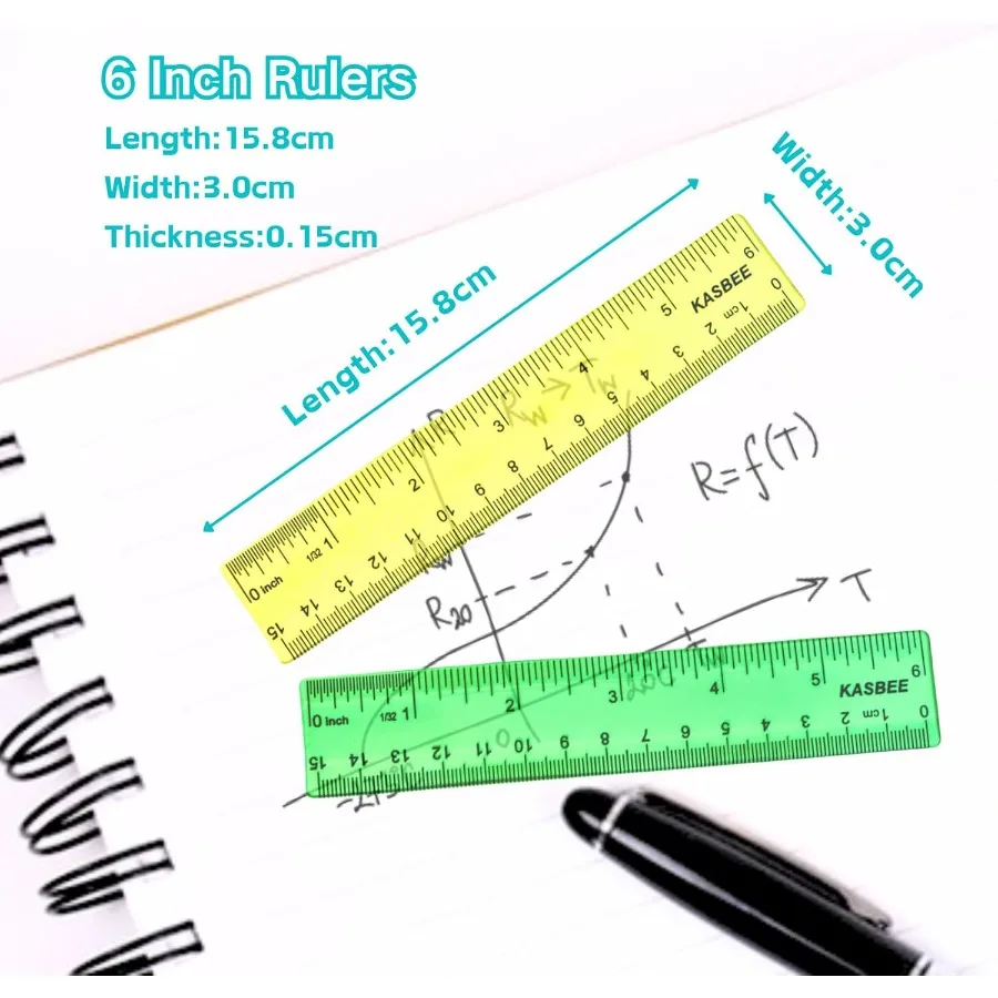 مساطر 6 بوصة مساطر ملونة شفافة سنتيمتر وبوصة مسطرة بلاستيكية للمدرسة والمكتب المنزلي حزمة من 7 قطع