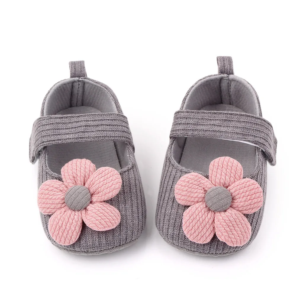 Spring and Autumn 0-1 years old princess wool head flower baby headband soft sole non-slip toddler shoes