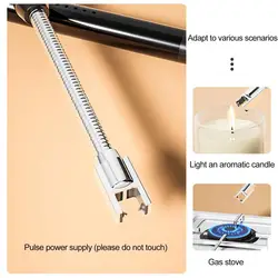 Practical Alloy USB Electric Igniter Windproof Long Handle Candle Gas Stove Igniter Kitchen Accessories Energy-saving