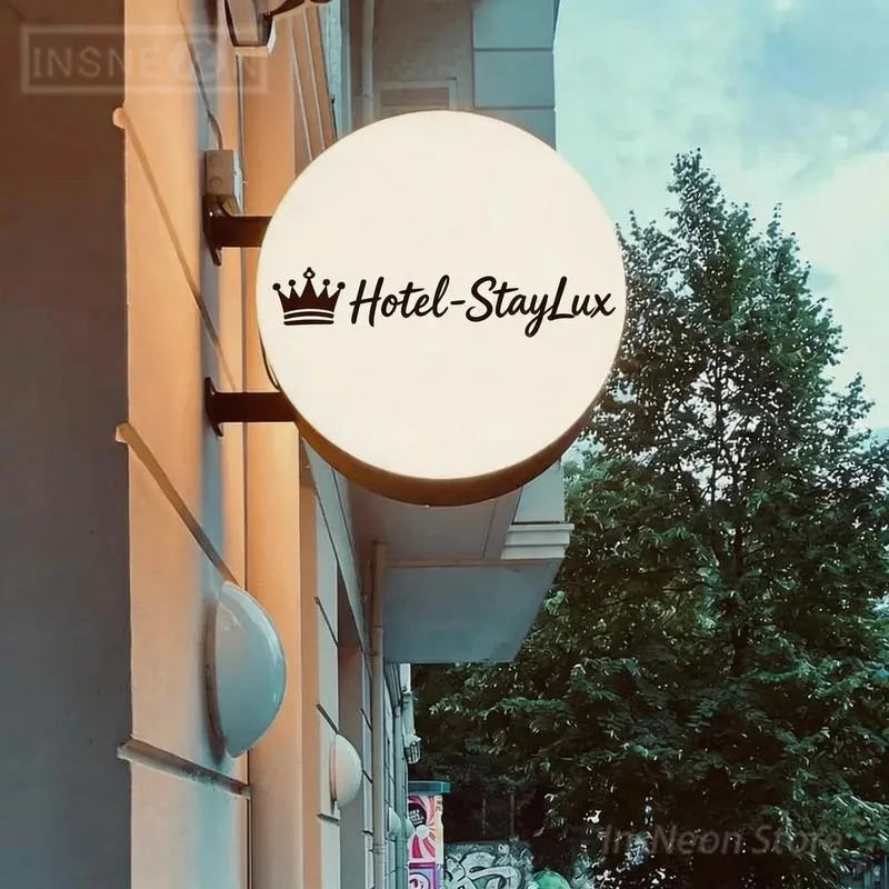 Custom LED Illuminated Logo Sign, Hotel-StayLux Acrylic Light Box, Neon Business Personalized Double Sided Wall Letter Signs