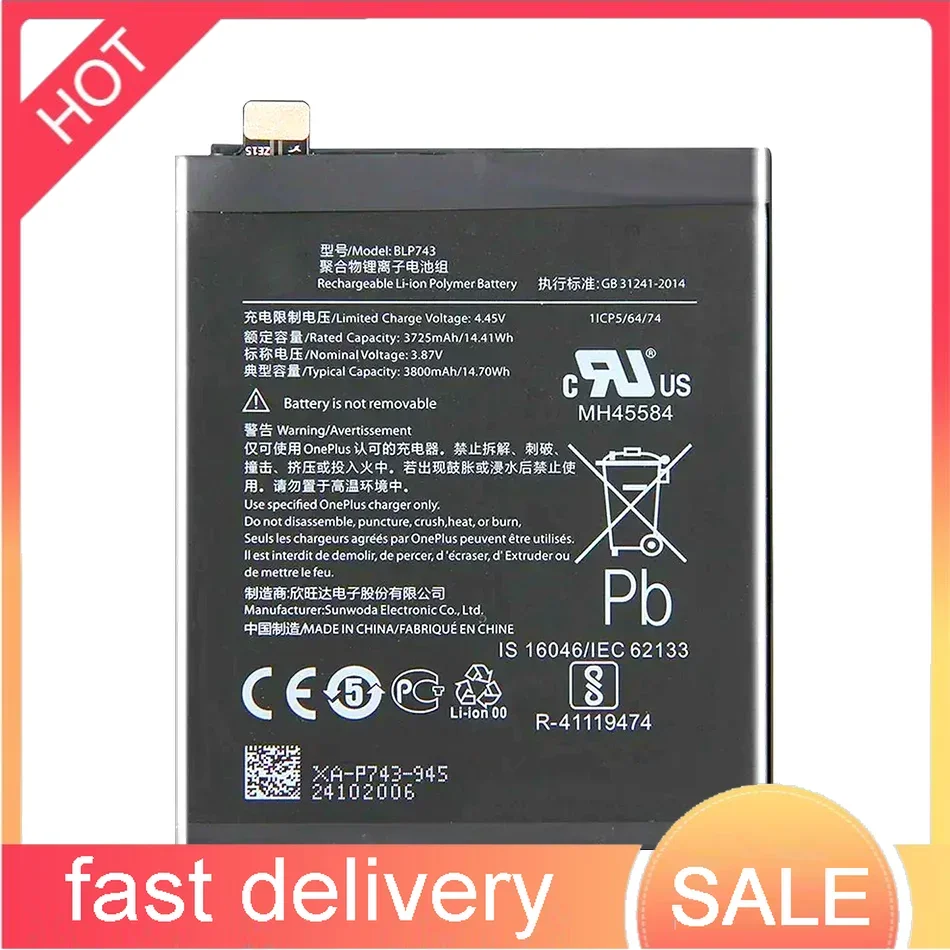 

BLP743 For Oneplus 7T One Plus 7T 3800mAh Environmentally Friendly Mobile Phone Battery