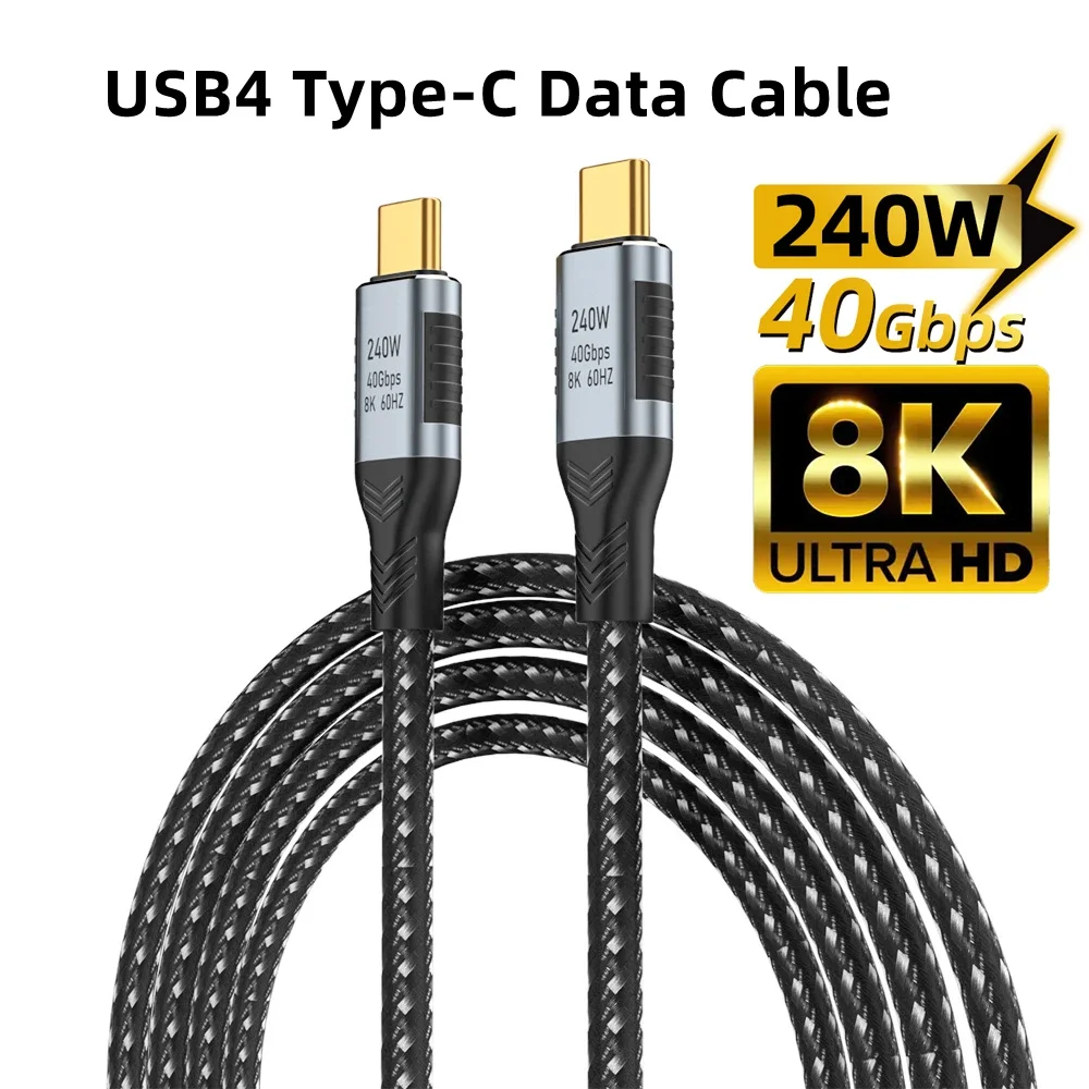 C타입 노트북 PC 도킹 장치용 고속 충전 케이블, USB4 40Gbps USB C 썬더볼트 3 데이터 라인, PD3.1, 240W, 5A, 8K60Hz 디스플레이