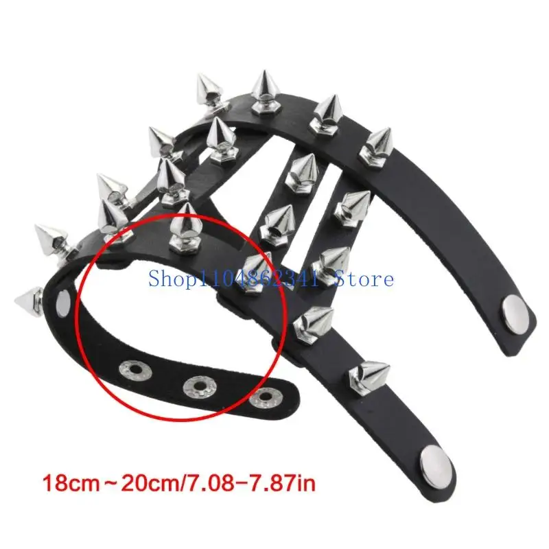 5ASD قابلة للتعديل أصفاد ذراع الشرير سوار لينة بو من جلد المعصم المعدني تصميم المجوهرات القوطية للرجال الموسيقى للنساء