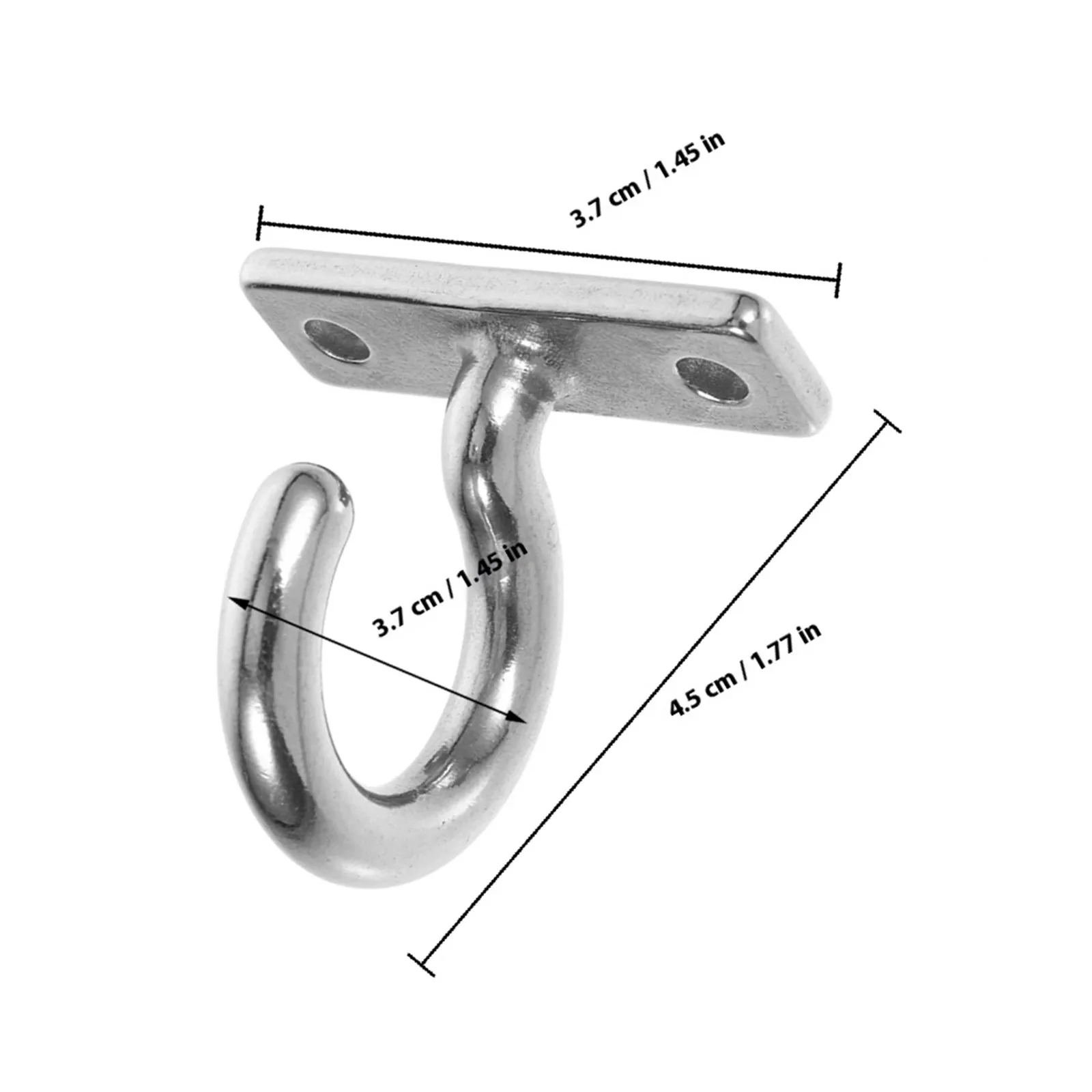 2Pcs Stainless Steel Marine Hardware Hooks Heavy Duty Pad Eye Plate Hook Ceiling Screw Mount for Boat Suspension and Wall Mount