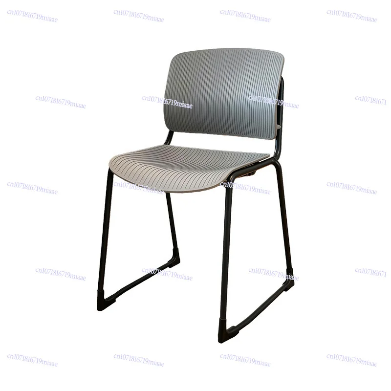 Simple Gray Back Chair, Black Metal Frame Office Chair Home Study Chair Negotiation Reception Comfortable Seat
