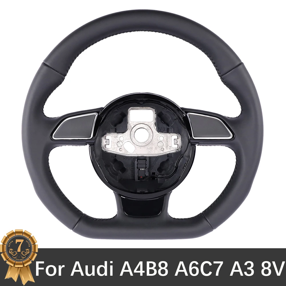 For Audi A4 B8 A6 C7 A3 8V Lether Steering Wheel Assembly with RS Logo Accessories Attachments