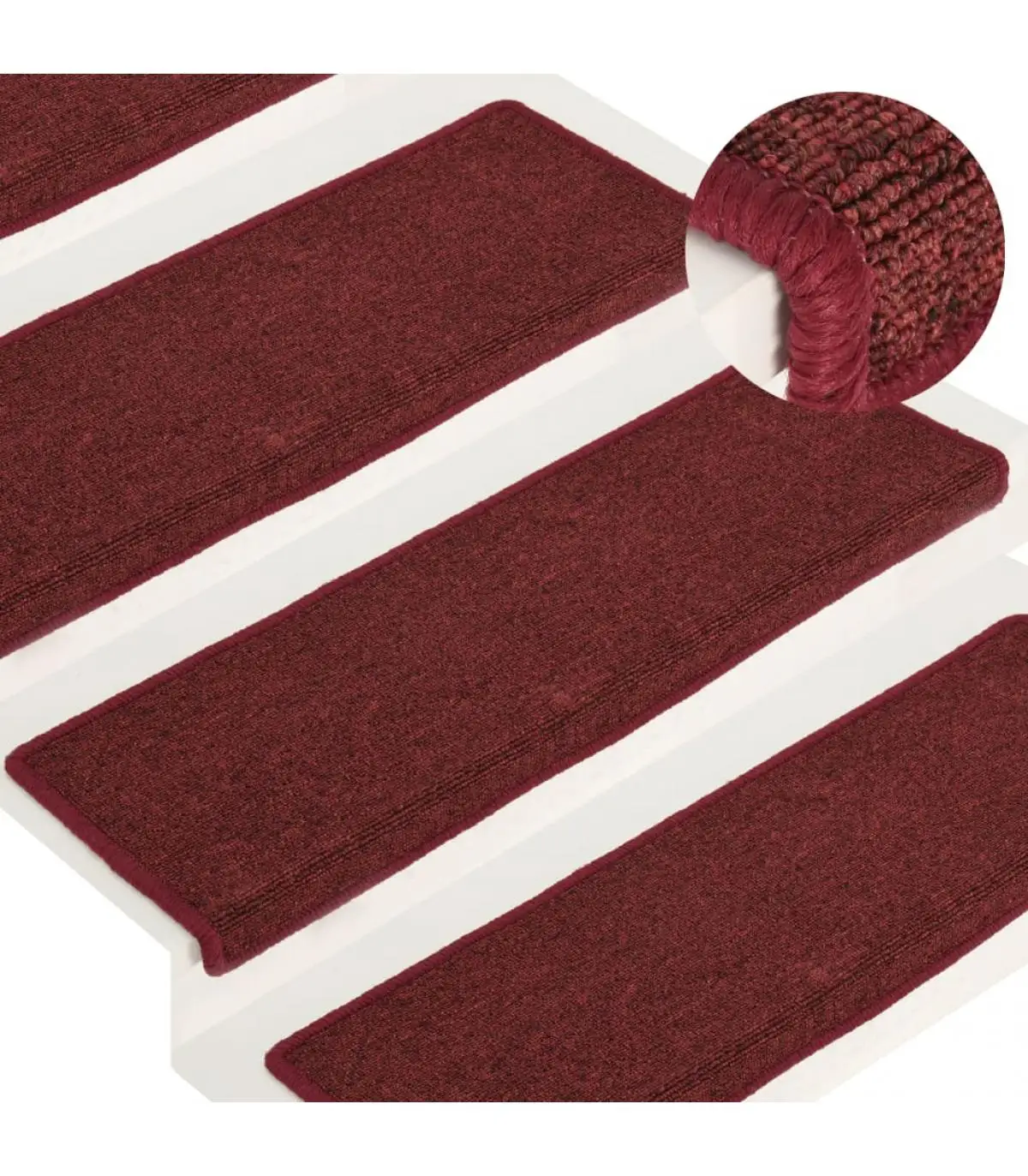 Stair tread mats 15 Pcts red matte 65x25 cm