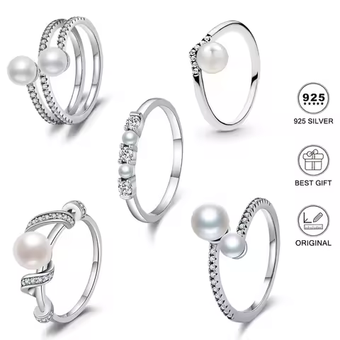 925 Sterling Silver Pearl Ring Simple Irregular Double Pearl Rings For Women Anniversary Love Gift 2024 New Jewerly Making