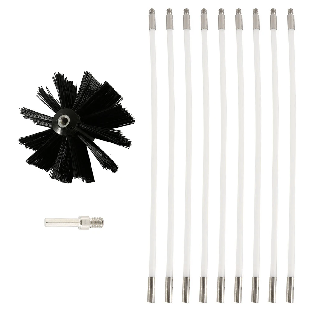 New Chimney Brush with 9 Rods Flexible Adjustable Length Dryer Vent Cleaner Deep Clean Multifunctional Sweep Cleaning Brush for