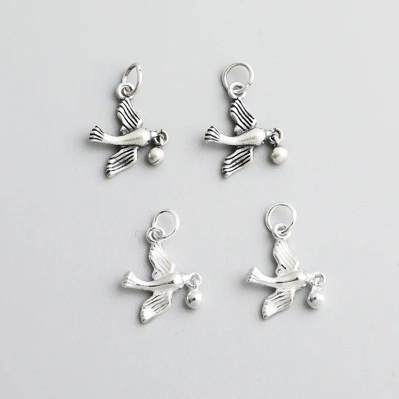 1 قطعة 925 فضة السلام حمامة مجوهرات Charms 15.5x12.5 مللي متر قلادة أساور الطيور الفضة المعلقات DIY بها بنفسك مجوهرات اكسسوارات