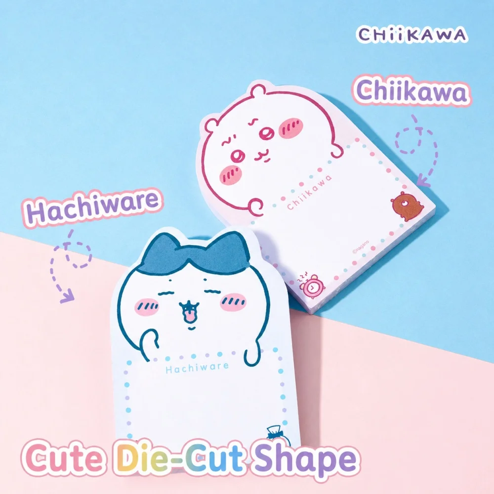 Genuine Chiikawa Die Cut Sticky Notes 80 Sheets 75x102mm Character Memo Pad for Journal Planner Notebook Office Study Writing