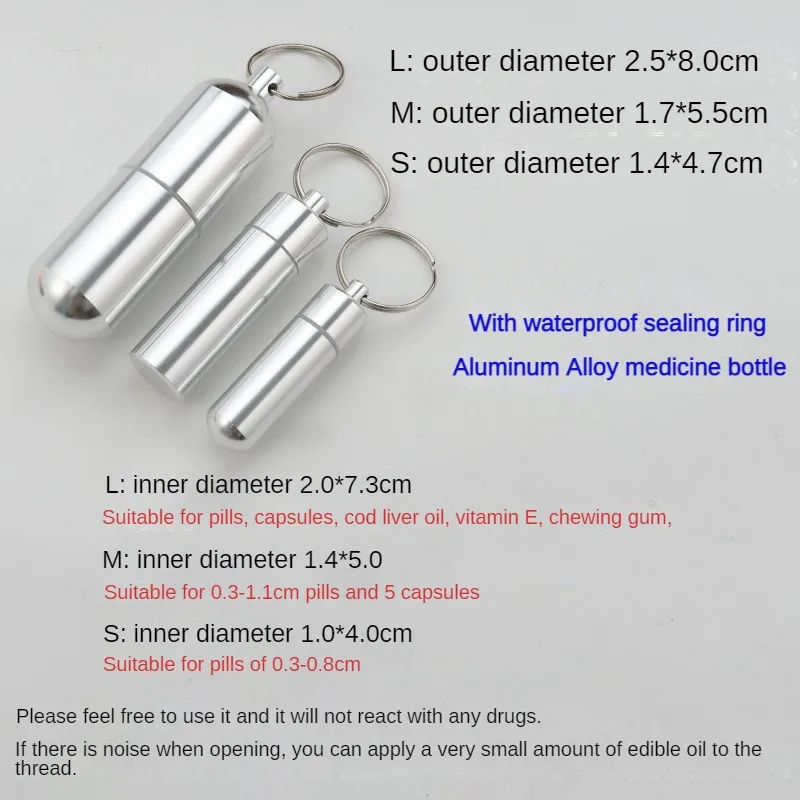 Waterproof Aluminum Pill Box Case Bottle Cache Drug Holder for Traveling Camping Container Keychain Medicine Box Health Care