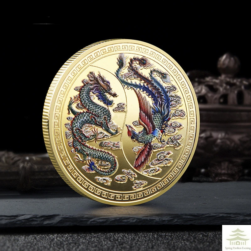 Souvenir Coin China Dragon and Phoenix Auspicious Commemorative Coin image 5